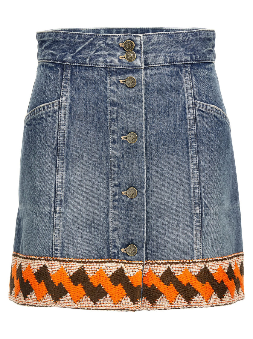 Shop Valentino Denim Trimming Skirt