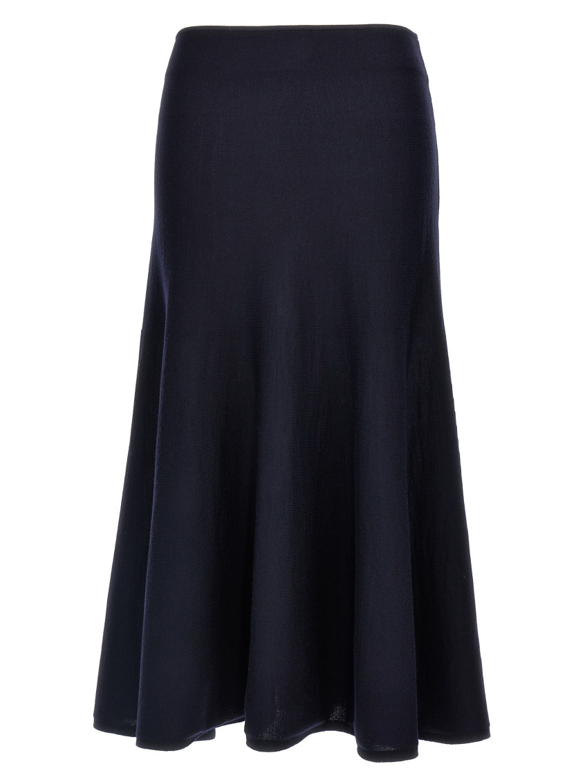 Khaite Wool-blend Mayu Midi Skirt In Blue