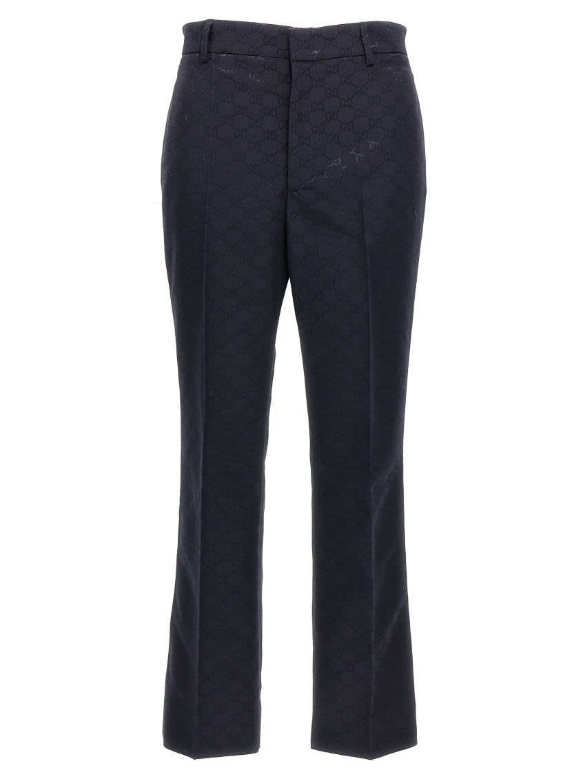 Gucci Gg-jacquard Trousers In Grey