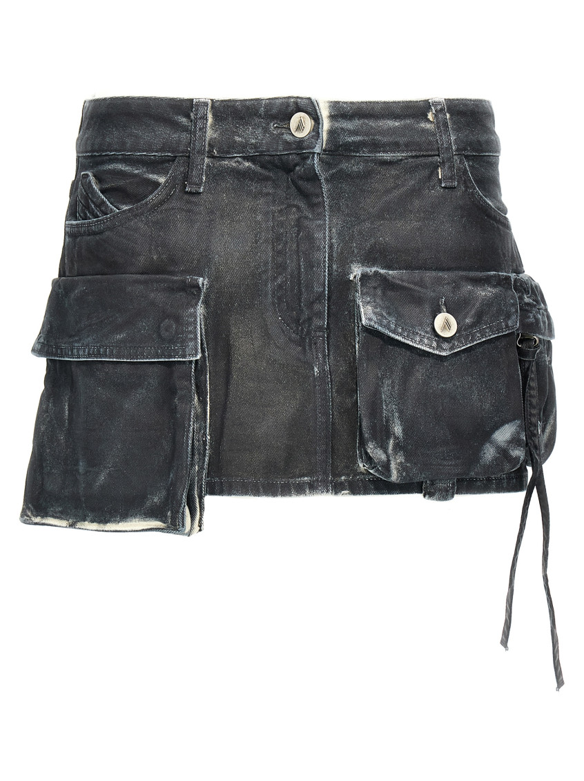 Attico Fay Cargo Mini Skirt In Navy Blue