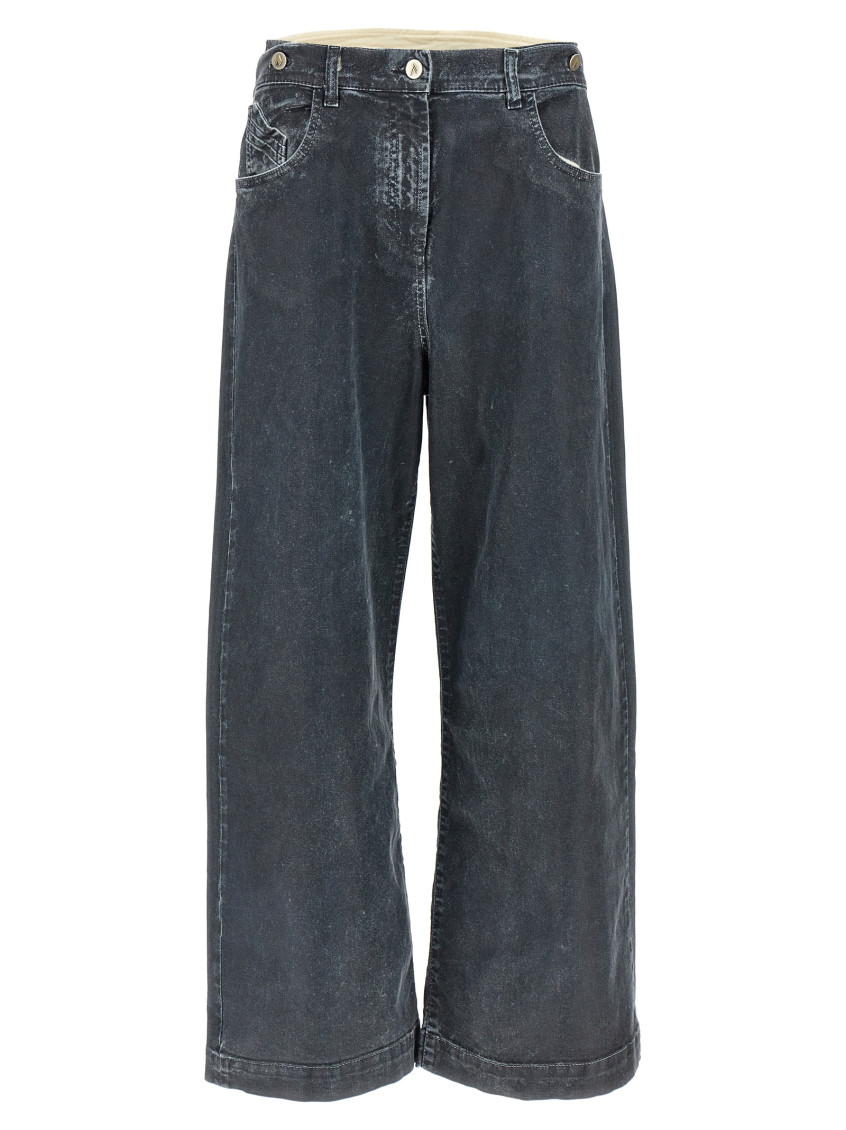 Attico Loose Fit Denim Trousers In Blue