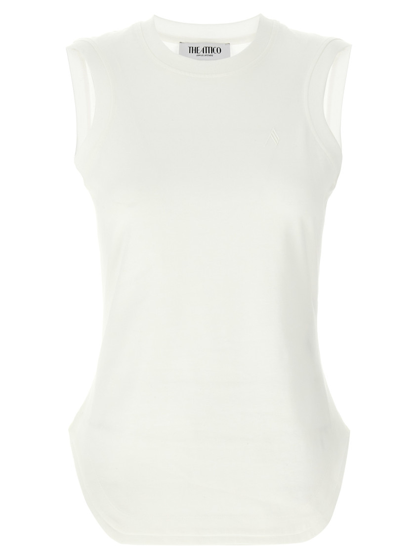 Attico Reese Cotton Jersey Tank Top In White