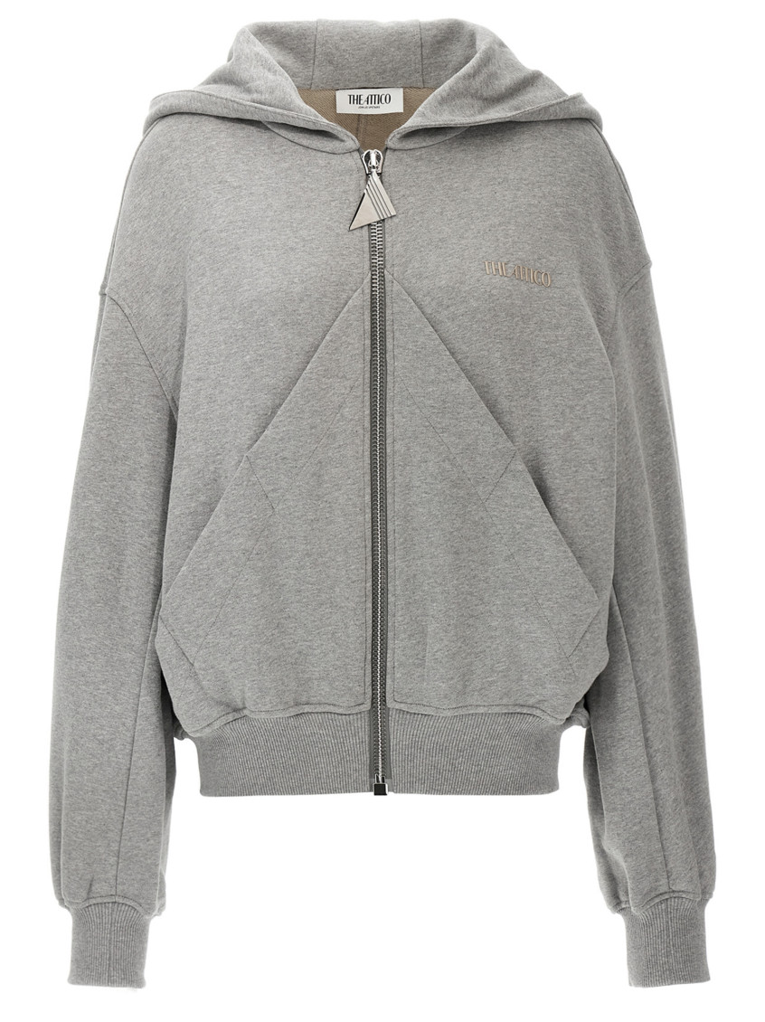Shop Attico Grey Logo Hoodie