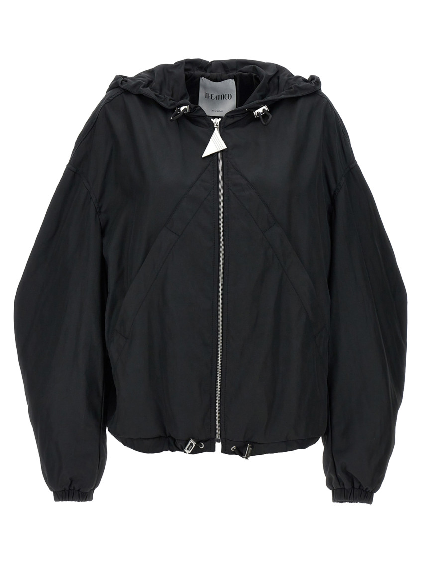 Attico Hooded Bomber Jacket Casual Jackets And Parka In Black