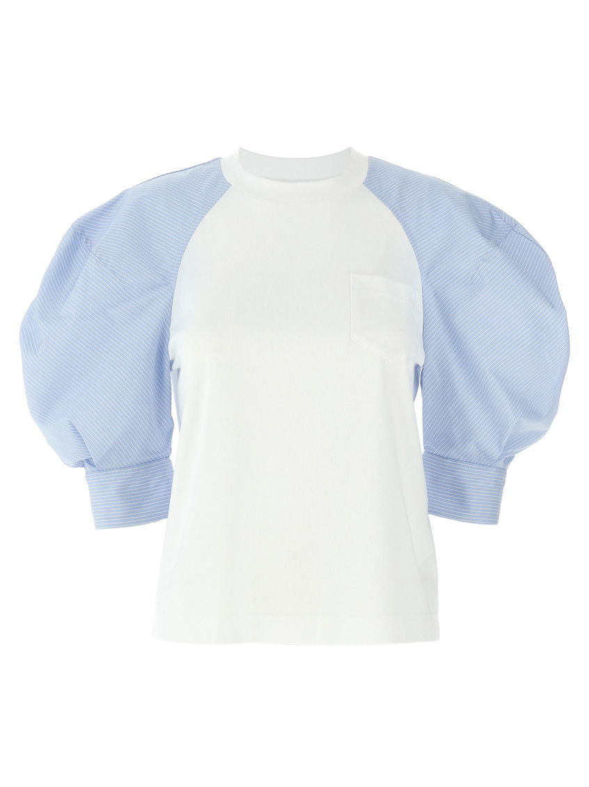 Sacai Open-necked Black Shirt In Multicolor