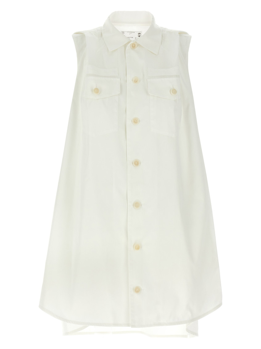 Sacai Mini Chemisier Dress Dresses White In White