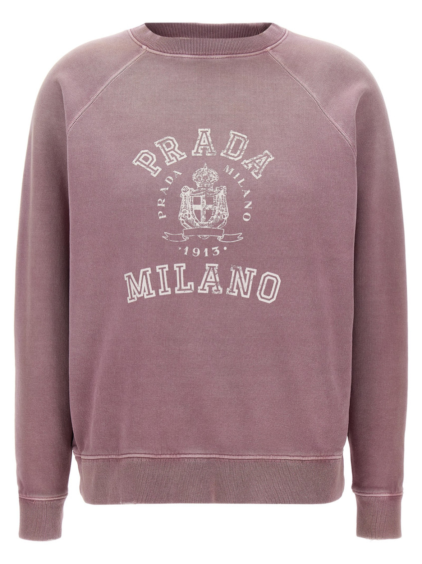 Prada Raglan Sleeves Cotton Sweatshirt In Pink