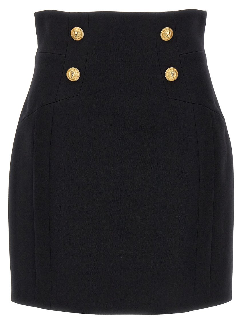 Balmain 4-button Grand De Poudre Mini Skirt In Black
