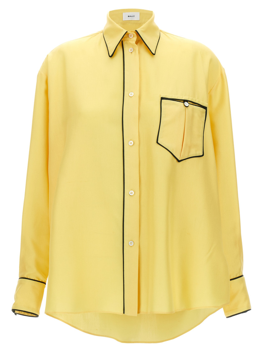 Bally Silk Shirt With Accents In Yellow