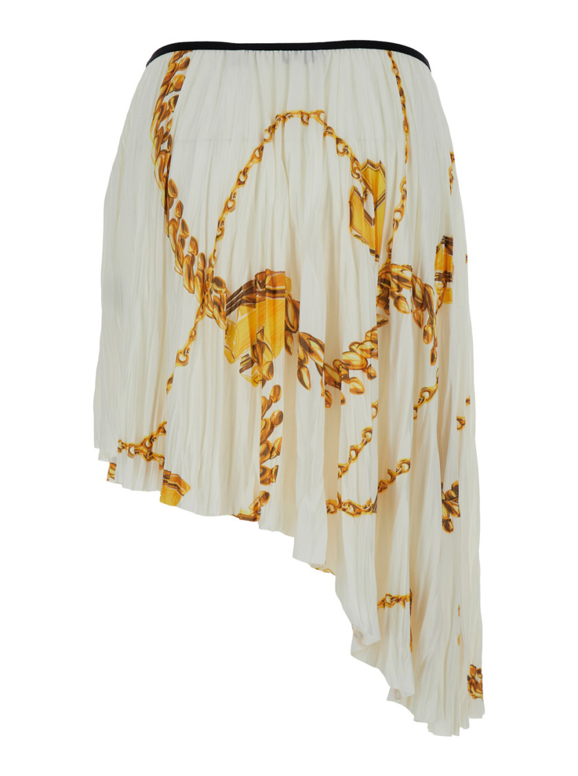 Burberry Asymmetrical Mini Skirt With Chain Print In White