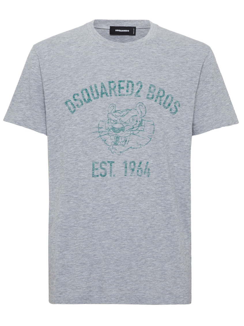 Dsquared2 Logo Bros Print T-shirt In Grey