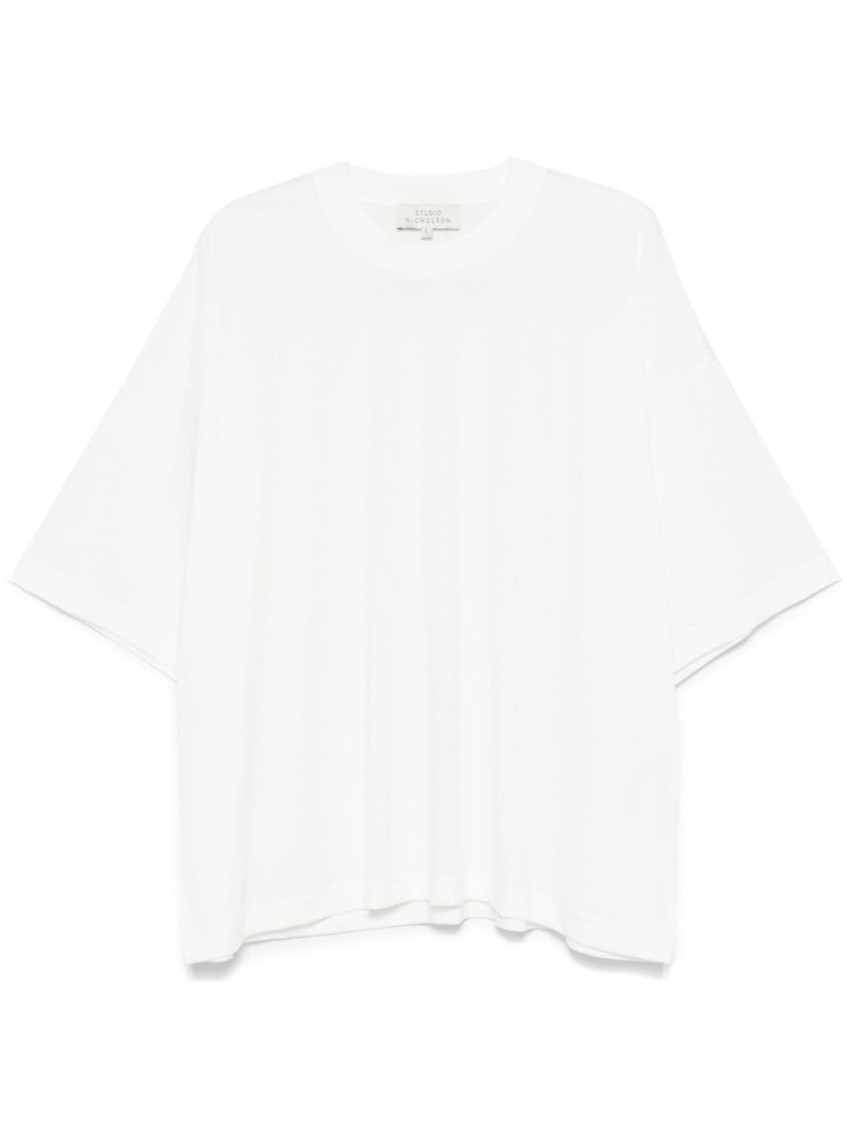 Studio Nicholson Jersey - Branded Easy Fit Ss T-shirt White Relaxed Fit T-shirt - Piu In White