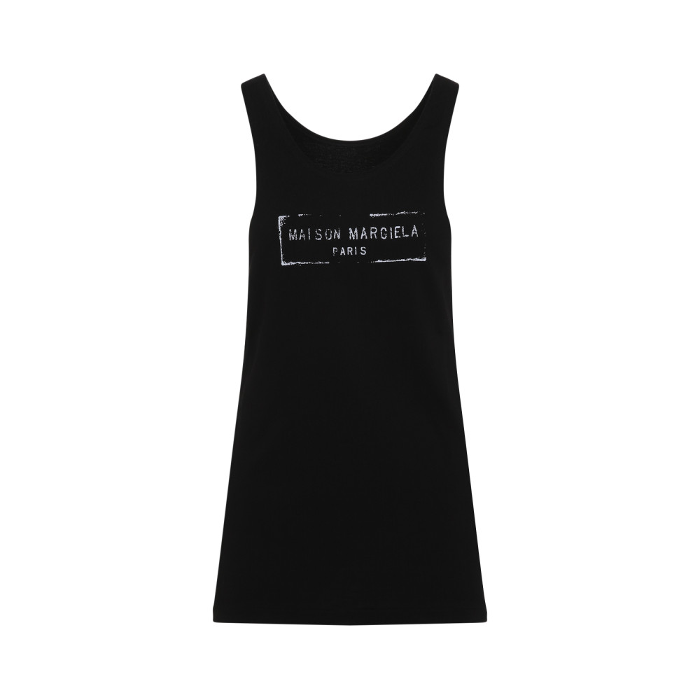 Maison Margiela Logo Stamp Tank Top In Black