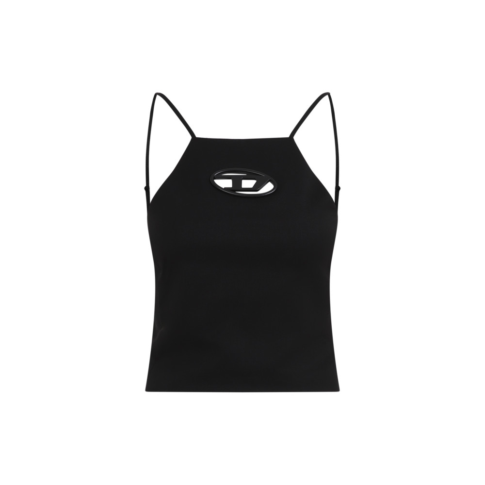 Diesel Black Stretch Polyester Blend T-wilight Top In Black