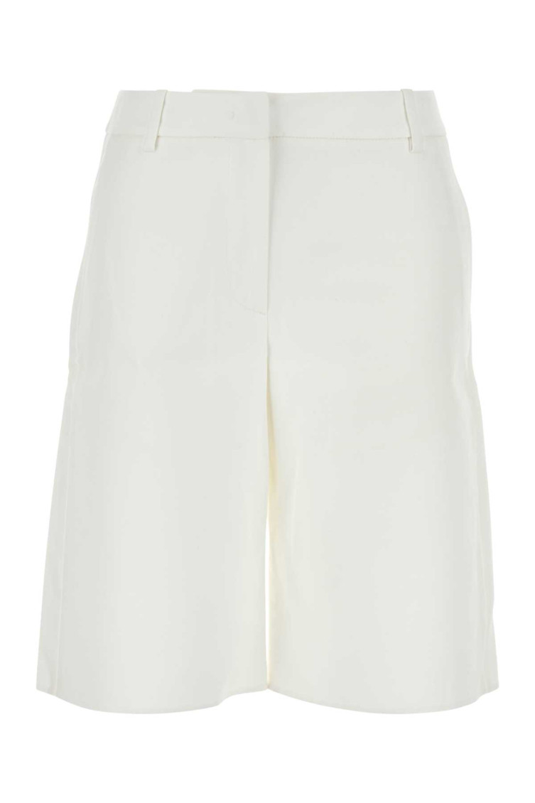 Valentino Garavani Women White Cotton Blend Shorts In White