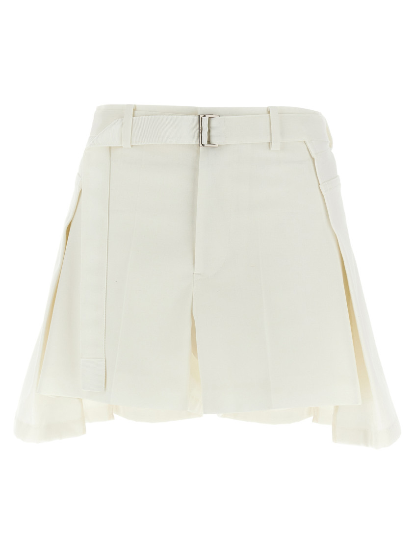 Sacai White Wool Insert Shorts In White