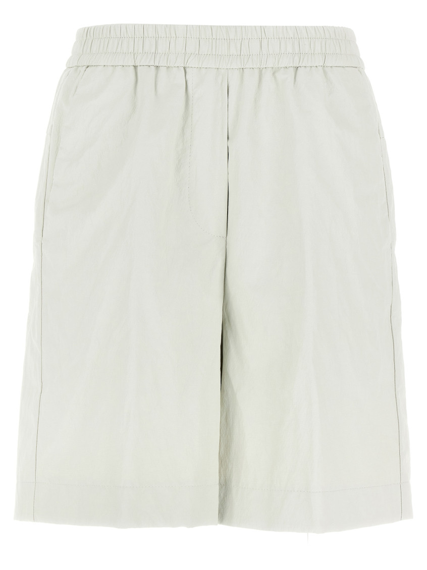 Nude Leather-effect Bermuda Shorts In White