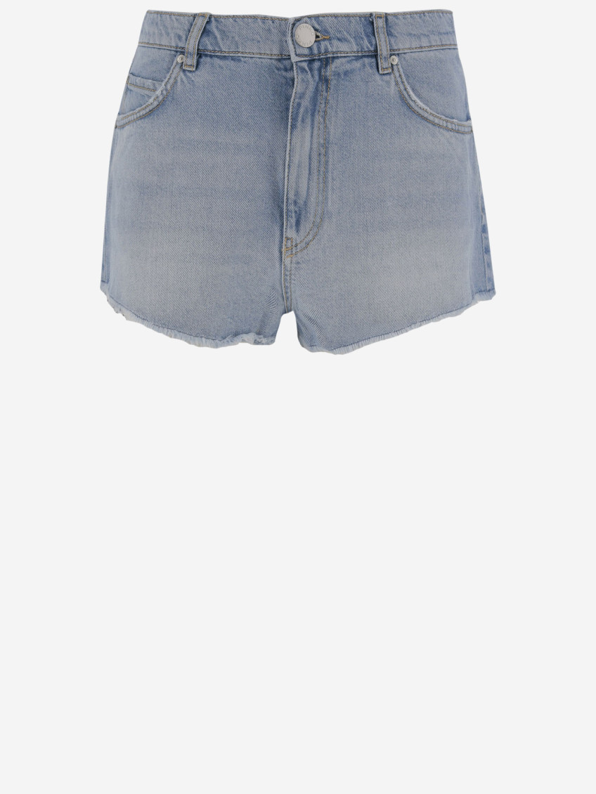 PINKO BLUE COTTON BLEND DENIM SHORTS 