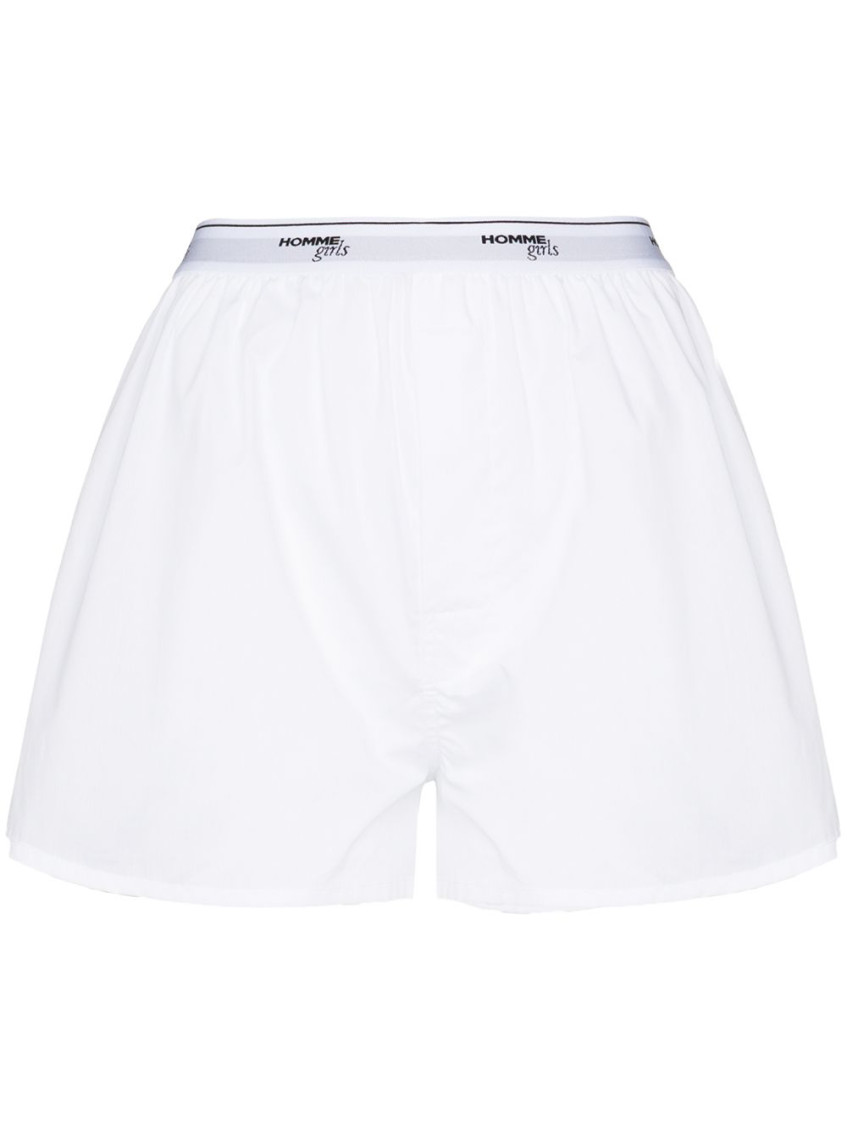 Hommegirls Logo-tape Detail Boxer Shorts In White