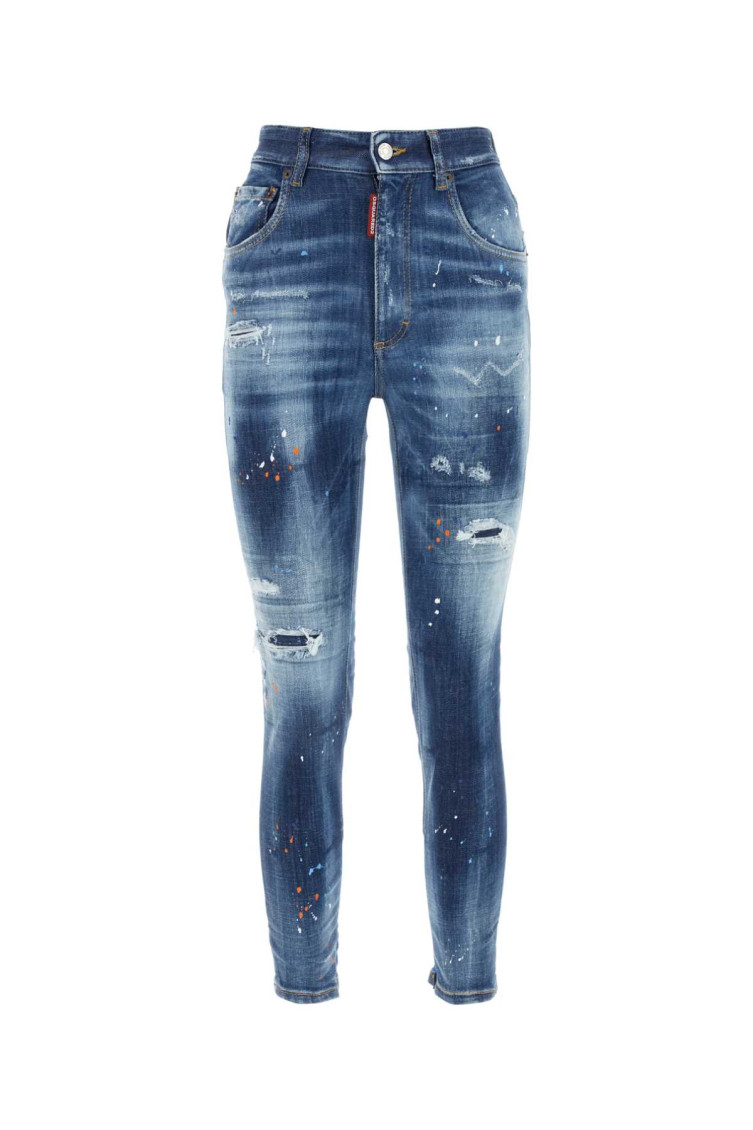 Dsquared2 Stretch Denim Twiggy Jeans In Navy Blue