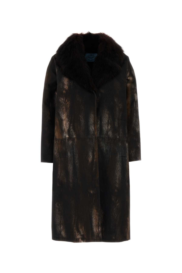 Prada Single-breasted Printed Drill Coat In Multicolor