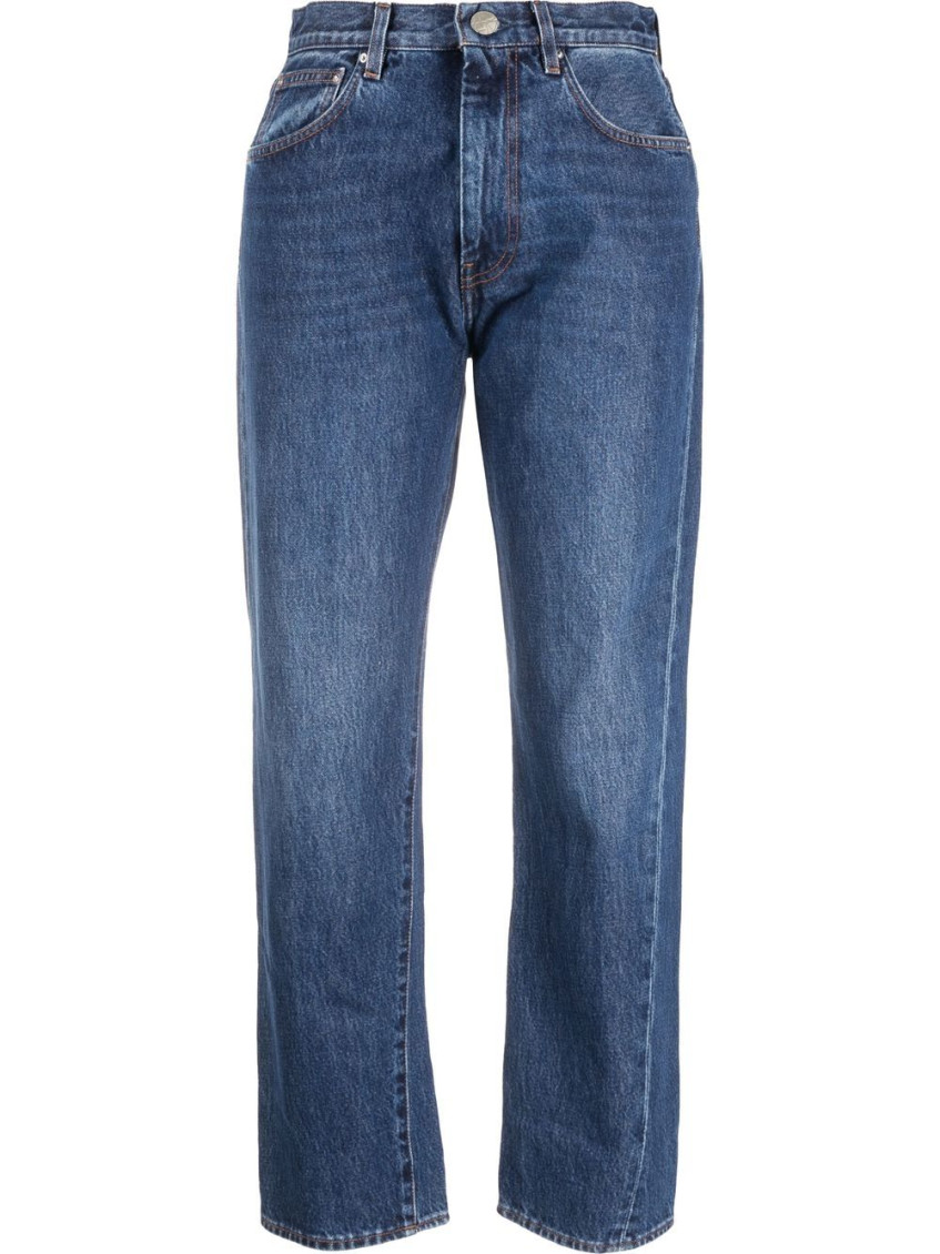 Totême Twisted Seam High-rise Straight-leg Organic-denim Jeans In Navy Blue