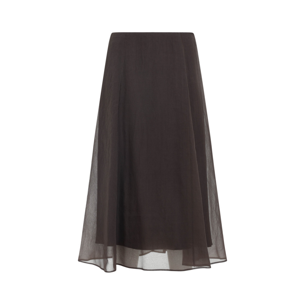 Brunello Cucinelli Women Brown Crispy Silk Circle Skirt In Black