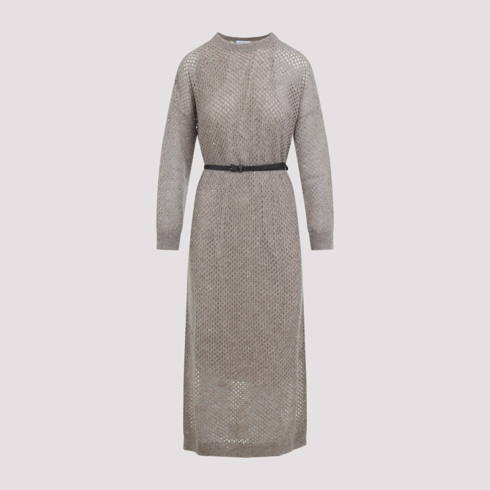 Brunello Cucinelli Grey Knit Long Dress