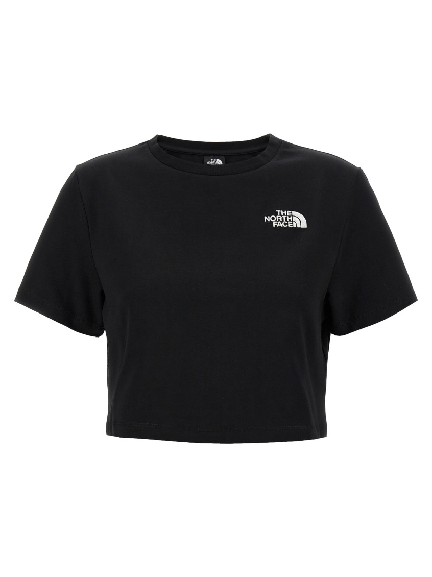 THE NORTH FACE BLACK LOGO EMBROIDERY CROP T-SHIRT
