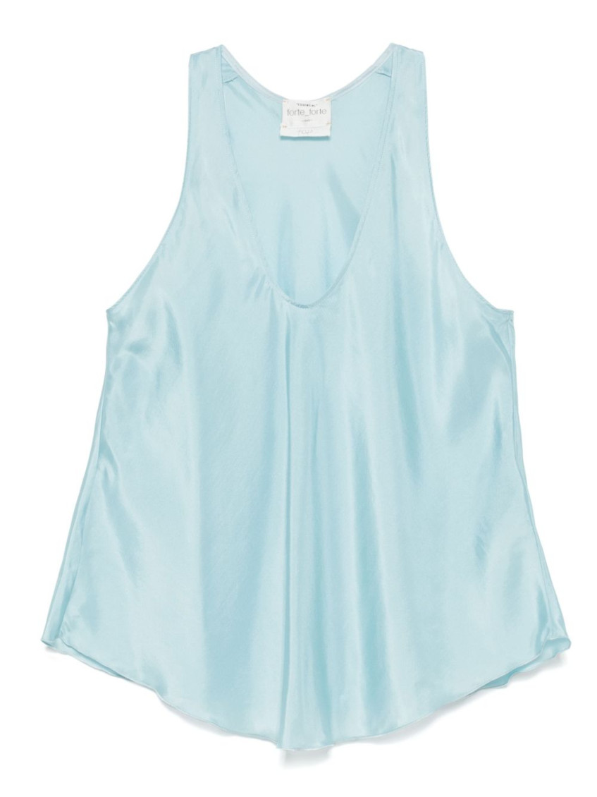 Shop Forte Forte Light Blue Silk Top