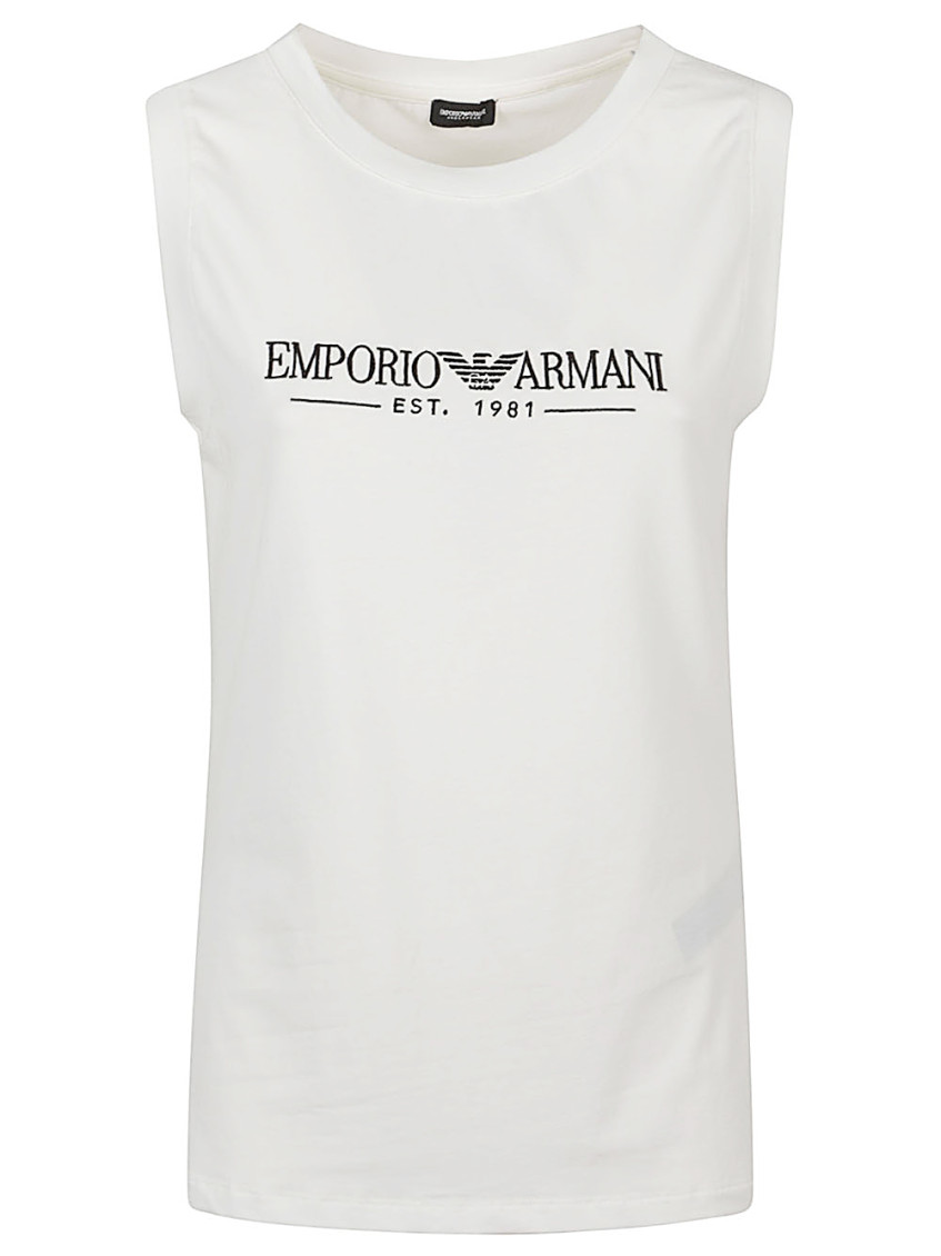 EMPORIO ARMANI WHITE LOGO COTTON TANK TOP