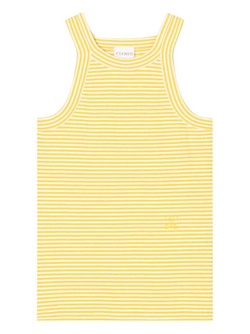 Shop Closed Yellow Striped Organic Cotton Tank Top