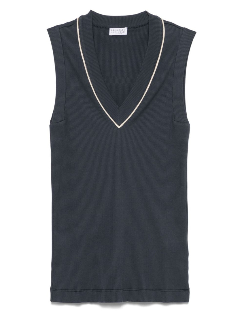 Brunello Cucinelli Cotton V-necked Top