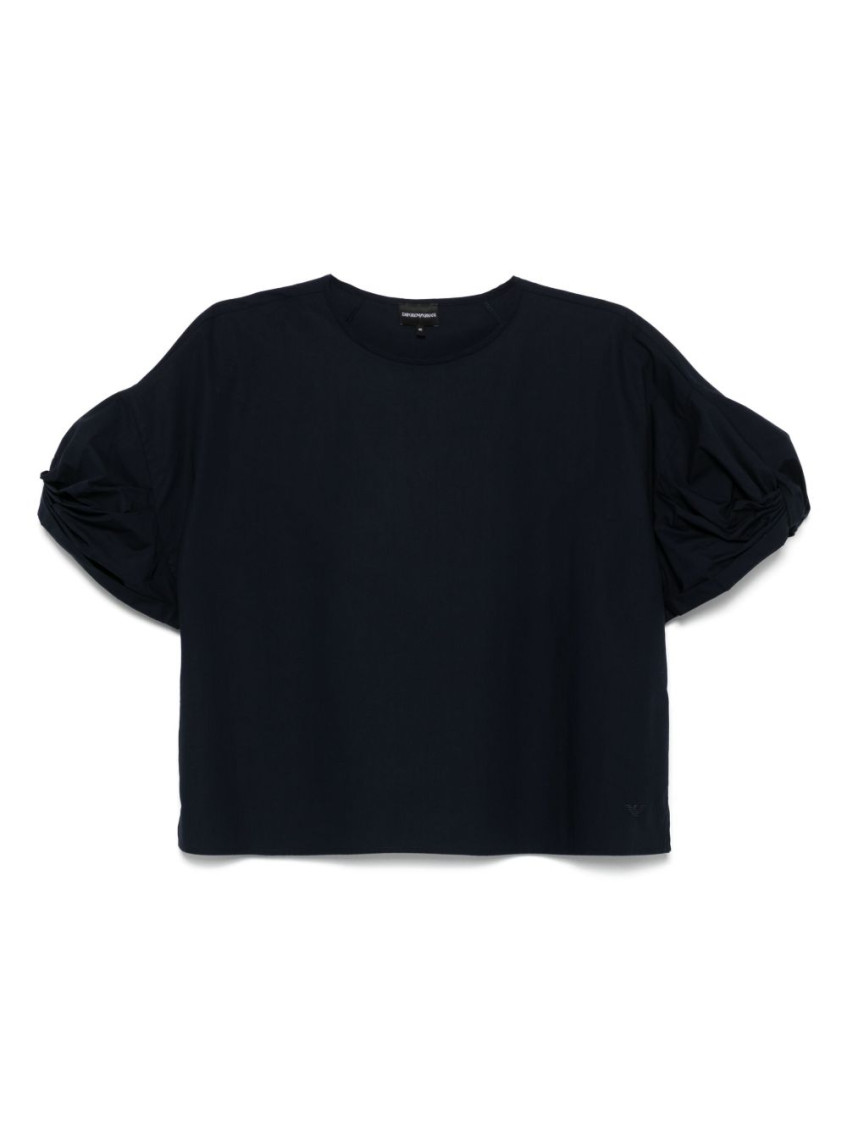 EMPORIO ARMANI NAVY BLUE TWIST-DETAILED BLOUSE