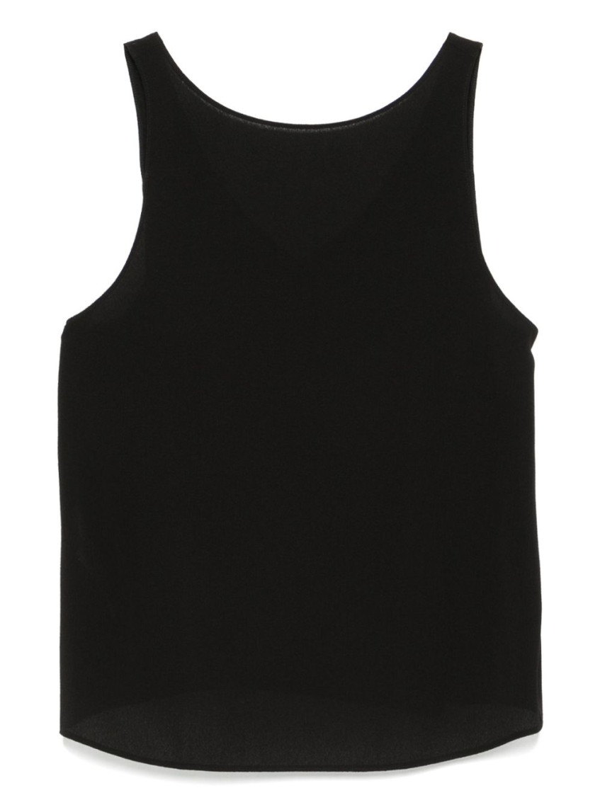 Shop Emporio Armani Black Crepe Sleeveless Top