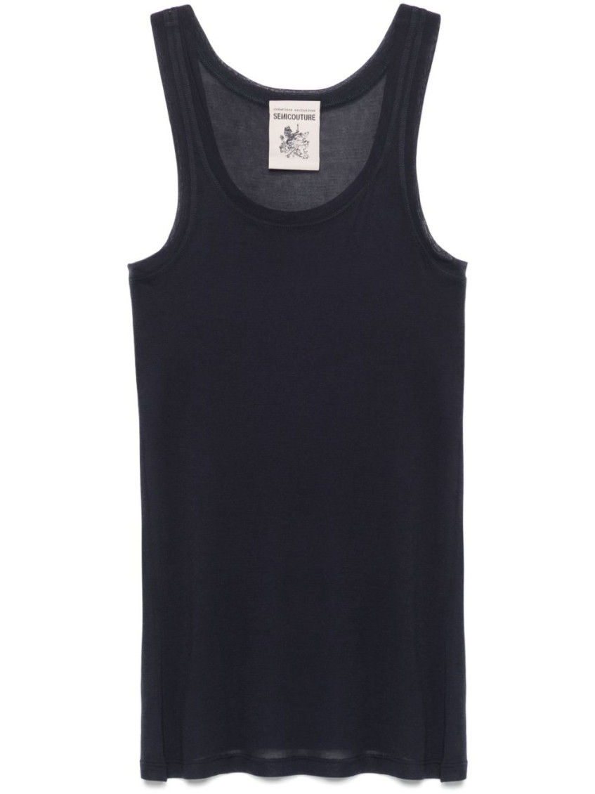 Shop Semicouture Navy Blue Andreina Tank Top