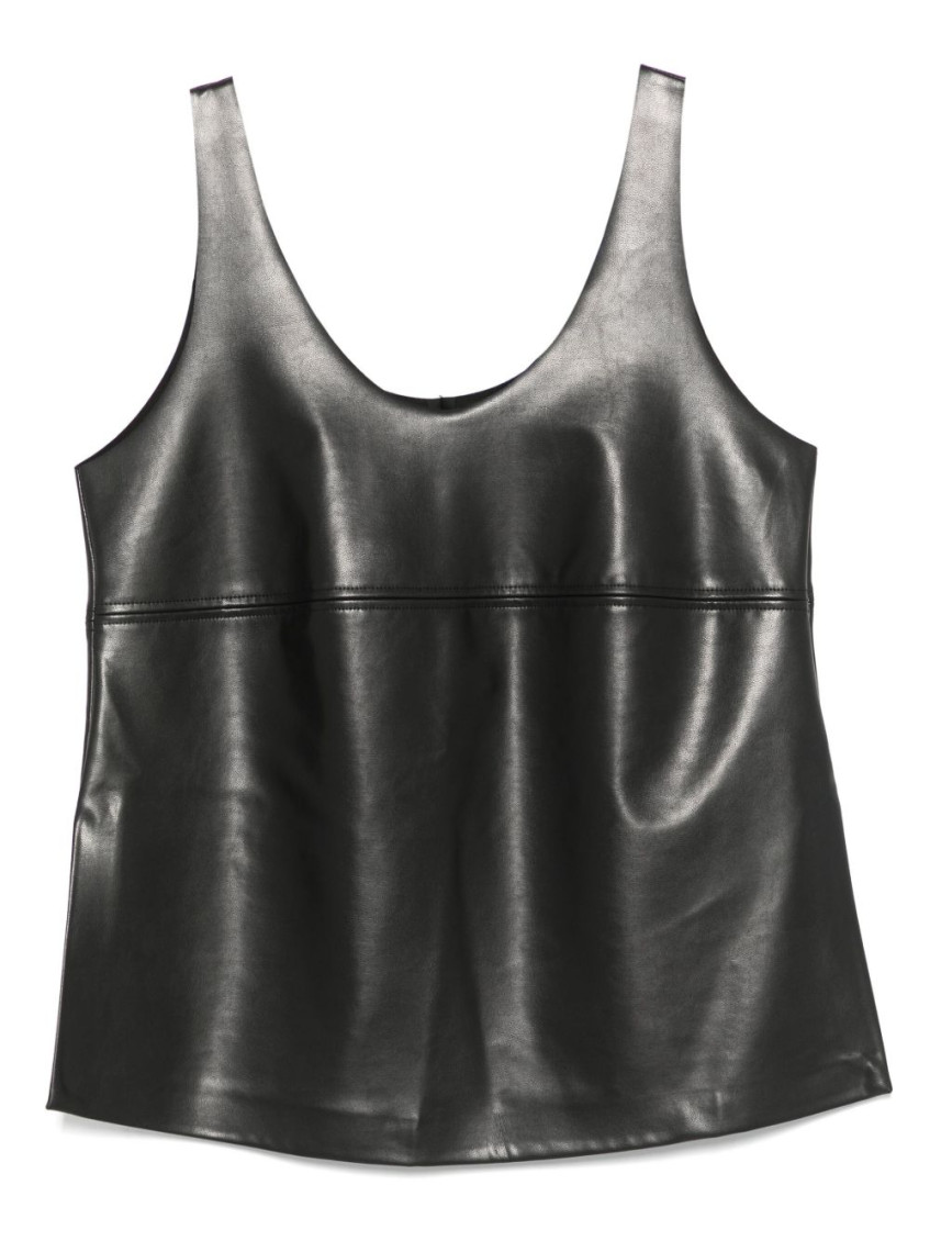 Shop Semicouture Black Jeanie Leather Top