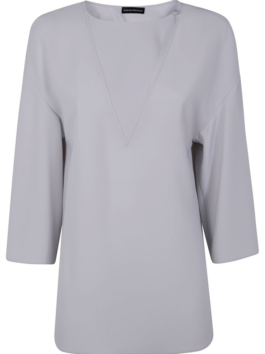 Shop Emporio Armani Grey Cady Blouse