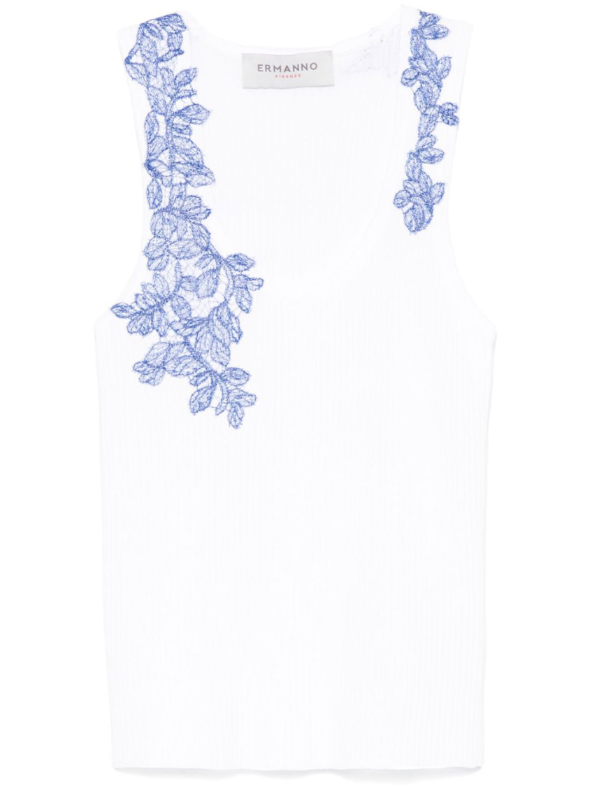 Ermanno Firenze Lace-detail Tank Top