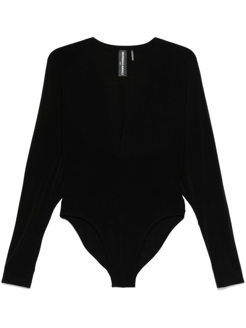 Norma Kamali Black V-necked Bodysuit