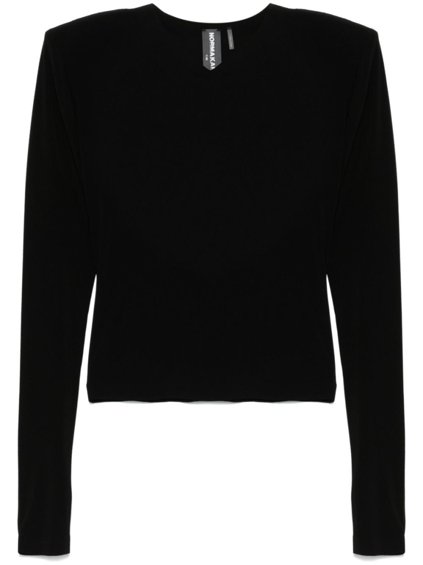 Norma Kamali V-necked Top With Fitted Silhouette And Shoulder Pads