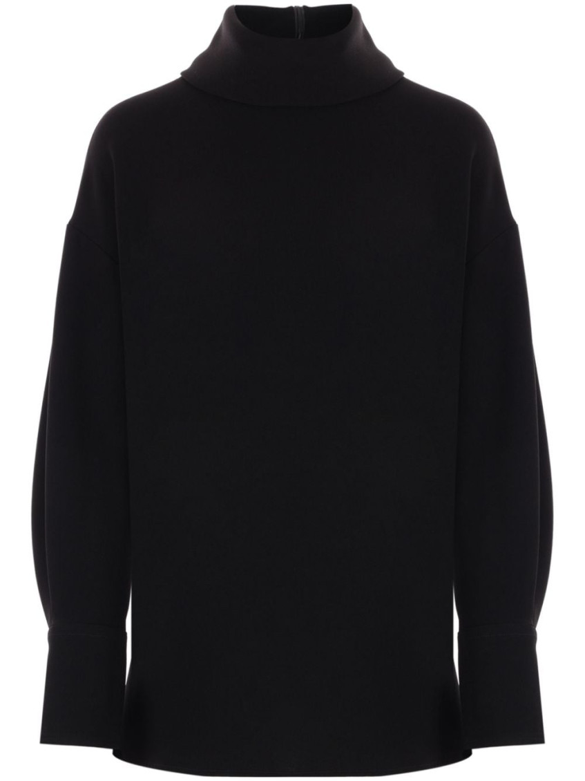 Shop Alberto Biani Black Crepe Blouse