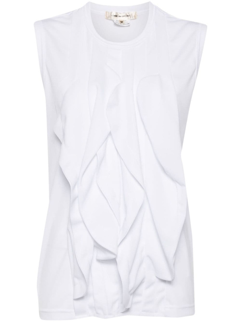 COMME DES GARÇONS WHITE RUFFLED TANK TOP 