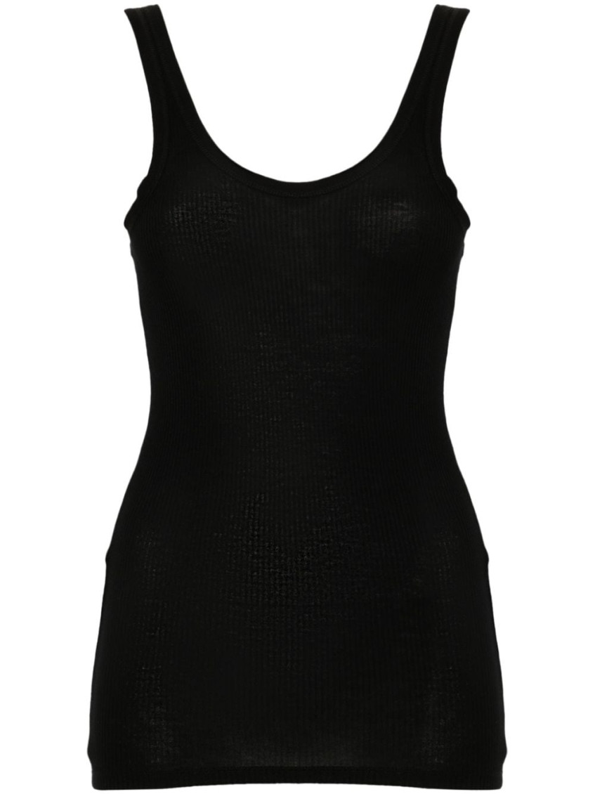 Shop Majestic Black Ribbed Viscose Tank Top