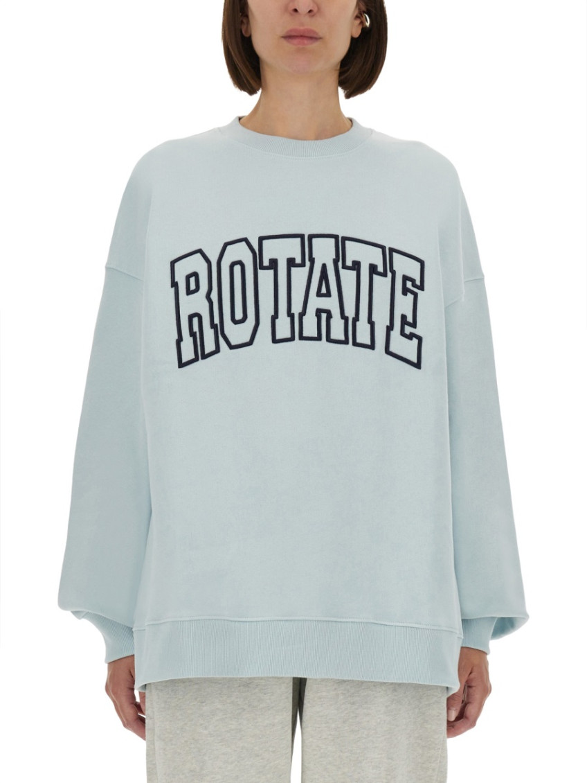Rotate Birger Christensen Light Blue Logo Crew Neck Sweatshirt