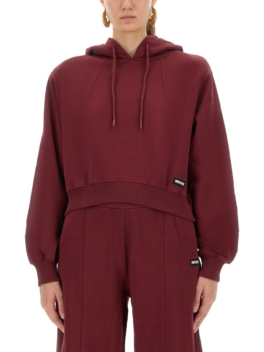 Rotate Birger Christensen Brown Solid Hood Sweatshirt In Red