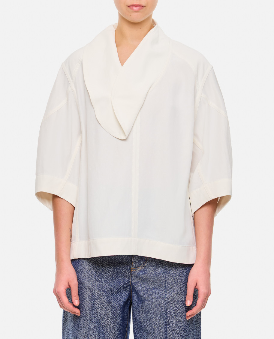 Bottega Veneta White Viscose And Linen Blouse
