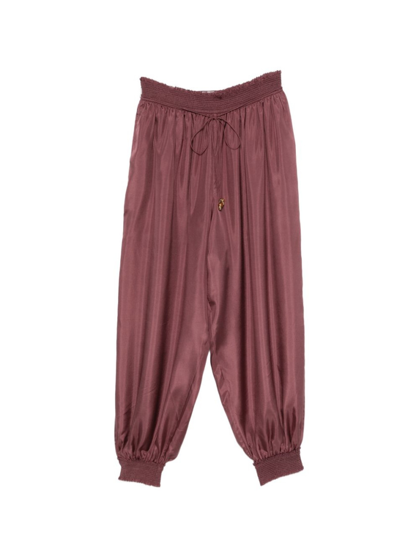 Zimmermann Brown Relaxed Drawstring Pants In Burgundy
