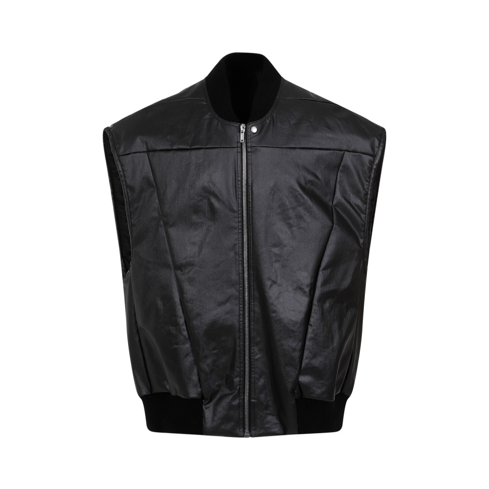 Rick Owens Black Jumbo Flight Denim Cotton Vest for Men