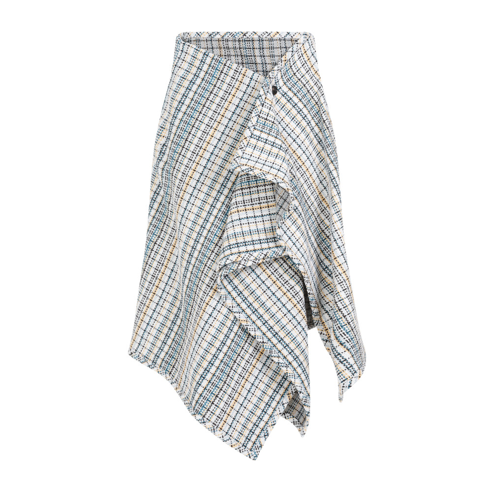 Bottega Veneta Checked Midi Wrap Skirt In White